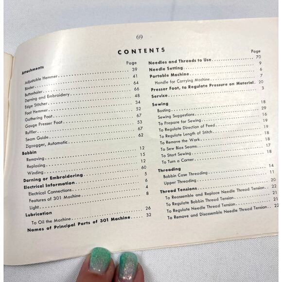 SINGER 301 Sewing Machine Original Owners Manual 5"X7" Staple-bound Collectible - Picture 8 of 10